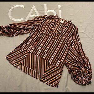 NWT CAbi striped Summer to Fall pullover top.
